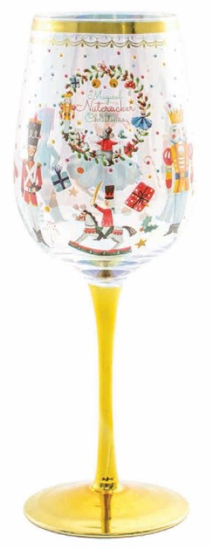 Elegant 430ml wine glass with a whimsical nutcracker motif, perfect for enhancing any wine experience.