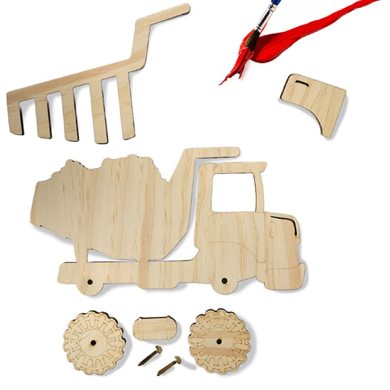 Pine Paint DIY Kit featuring a moveable dump truck, includes non-toxic paints for creative, imaginative crafting fun.