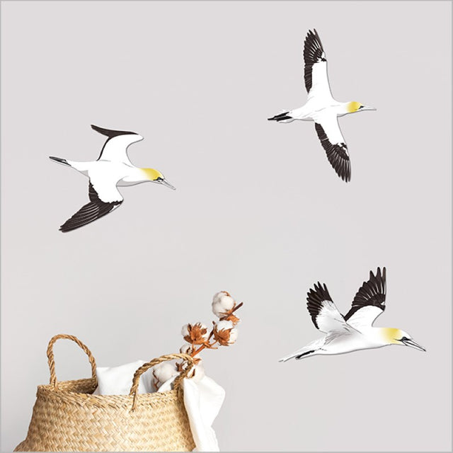 Elegant ACM wall art featuring a trio of Takapu/Gannet birds, ideal for adding coastal charm to any decor.