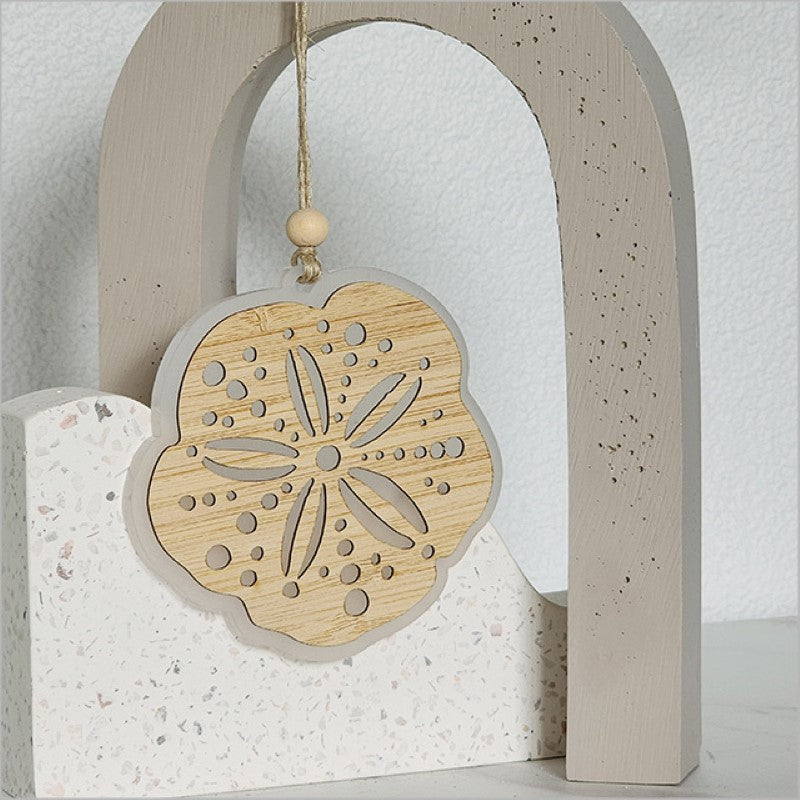 Elegant white satin acrylic hanging ornament shaped like a Kina, perfect for home decor or gifting, measuring 87mm x 105mm.