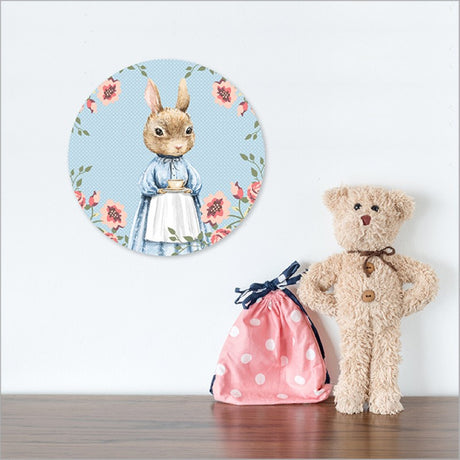 Beautiful large printed canvas circle "Mrs Bonnie," 250mm, ready to hang, adds elegance to any room's decor.