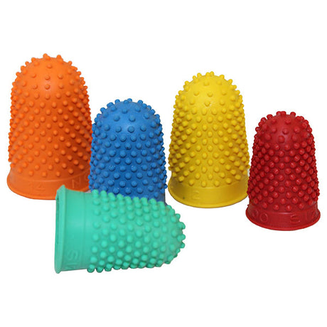 Assorted pack of 15 Rexel Velos Finger Cones for efficient organizing, crafting, and filing tasks in various sizes.