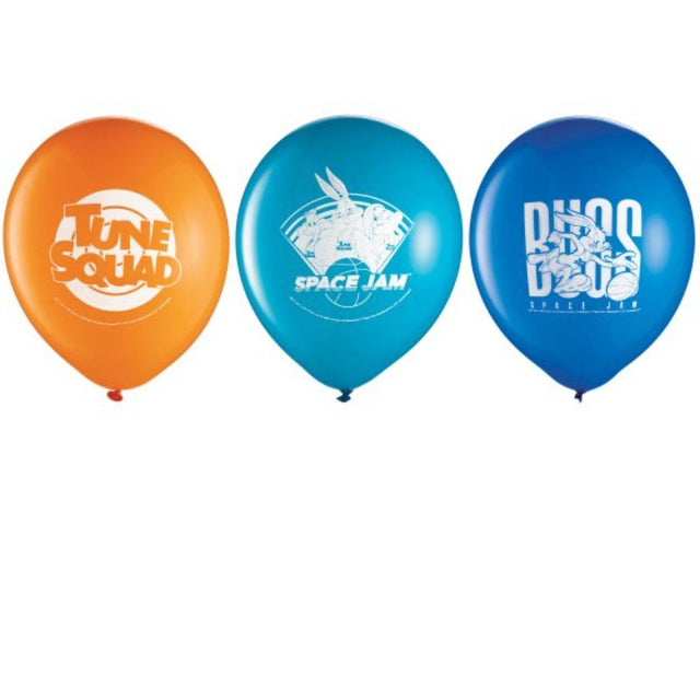 Space Jam 30cm latex balloons, set of 6, featuring vibrant designs for festive decor at parties and gatherings.