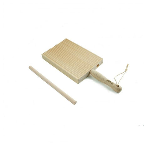 Garganelli and gnocchi board set with mini rolling pin for effortless pasta making and culinary creativity.