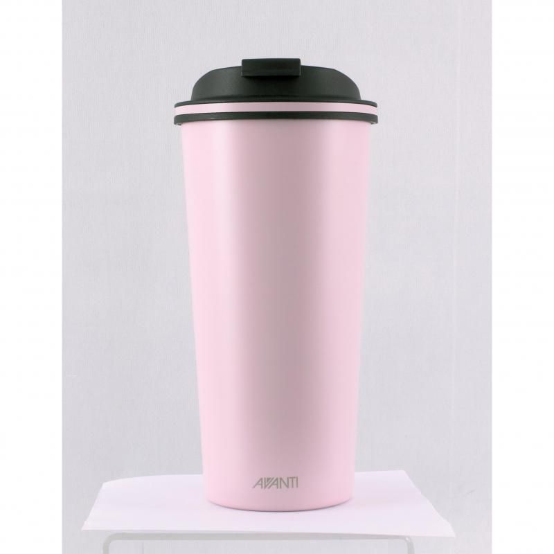 Avanti GoCup in pink, 473ml stainless steel, double-wall insulation for 8 hrs hot, 16 hrs cold, eco-friendly travel mug.