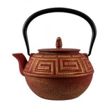 Stunning red and gold Avanti Majestic 1.2L cast iron teapot with removable stainless steel infuser for loose-leaf tea.