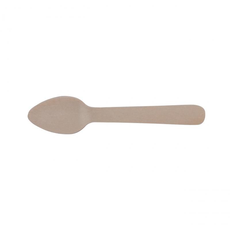 Set of 25 eco-friendly 11cm birchwood teaspoons, perfect for outdoor entertaining and reducing plastic waste.