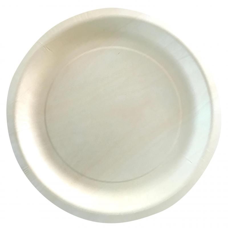 Set of 10 eco-friendly Avanti Round Plates, 23cm, made of biodegradable poplar for stylish serving at any occasion.