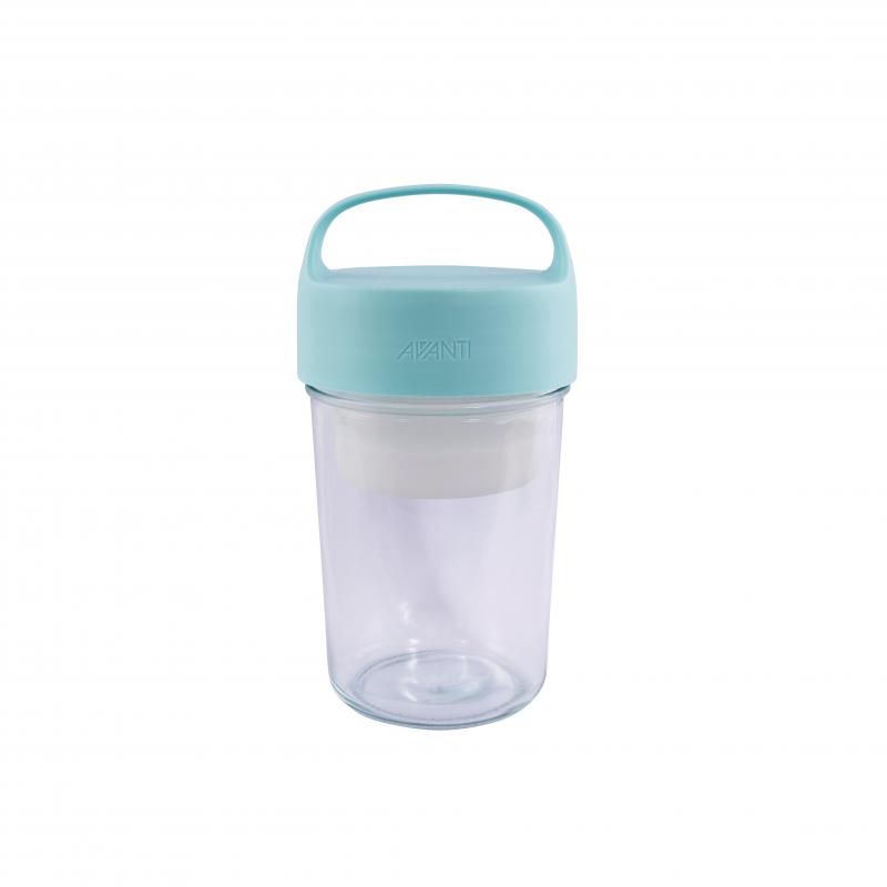 Avanti 650ml Food Jar in Duck Egg Blue, a stylish, eco-friendly glass container with a silicone seal for fresh meals on the go.