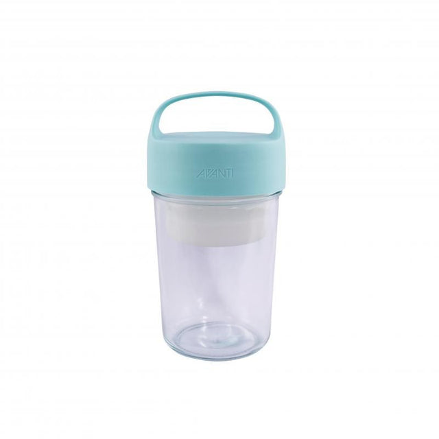 Avanti 650ml Food Jar in Duck Egg Blue, a stylish, eco-friendly glass container with a silicone seal for fresh meals on the go.