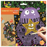 Avenir Scratch Art Kit with 8 monster-themed sheets for kids to create vibrant art by scratching away black coating.