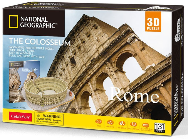 3D Puzzle of the Colosseum, a detailed architectural model perfect for enthusiasts and historians, includes an informative booklet.