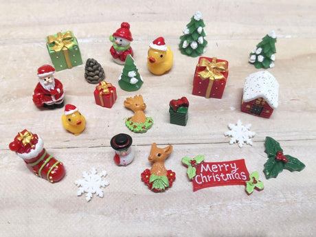 Set of 20 detailed miniature Christmas ornaments for festive decor, perfect for trees, wreaths, and charming gifts.