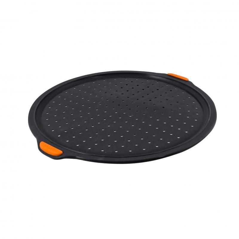 Silicone Pizza Tray by Bakemaster, 32cm, featuring a reinforced steel frame and ergonomic handles for easy baking.