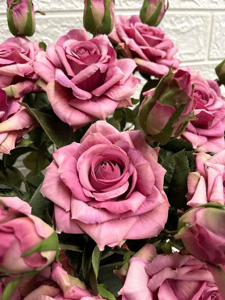 Peach Victoria Rose artificial flower stem, perfect for elegant decor, bouquets, and centerpieces without maintenance.