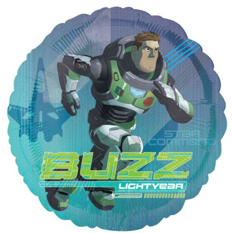 Vibrant 45cm Buzz Lightyear balloon, perfect for birthday parties and celebrations, made from safe, high-quality materials.