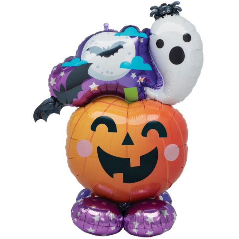 AirLoonz Halloween decoration featuring a whimsical ghost and vibrant pumpkin, perfect for festive celebrations.