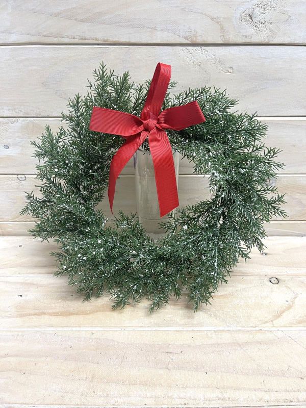 18" Green Cypress Christmas artificial wreath featuring realistic greenery, perfect for elegant holiday decorating indoors or outdoors.