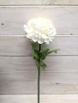 Lifelike white artificial ranunculus stem, perfect for elegant floral arrangements and home decor.
