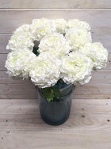 Lifelike white ranunculus flower stem, perfect for elegant floral arrangements or as a standalone decoration.