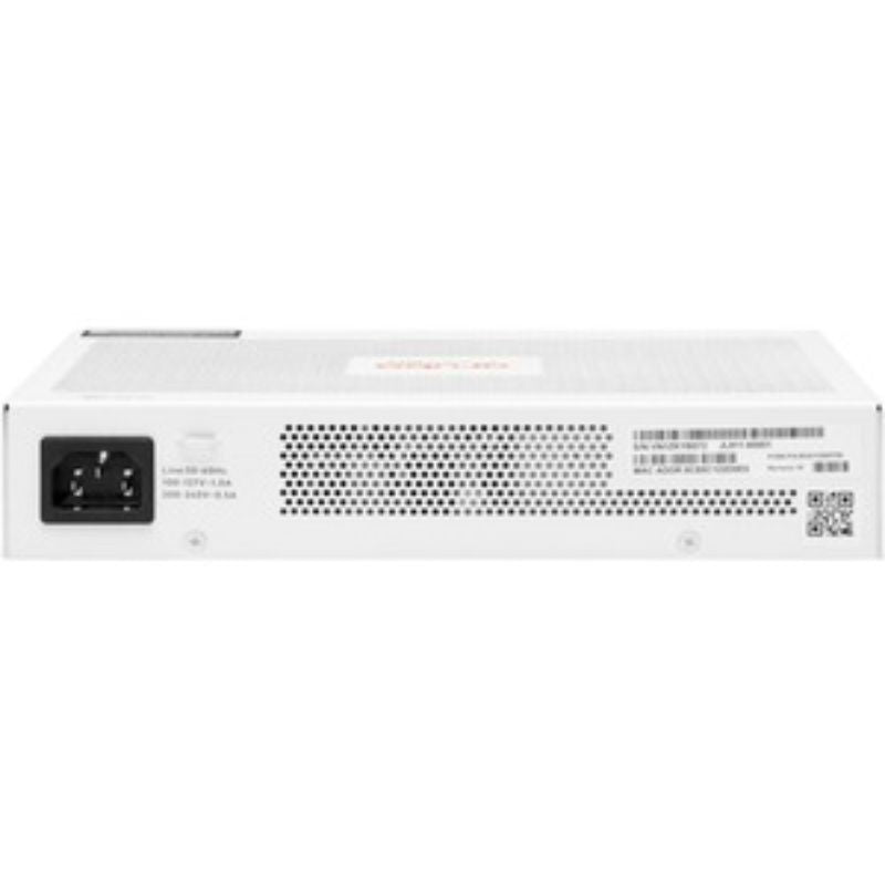 Aruba Instant On 1830 8G switch with 8 Gigabit ports and 4 PoE ports, ideal for small business networking and device connectivity.