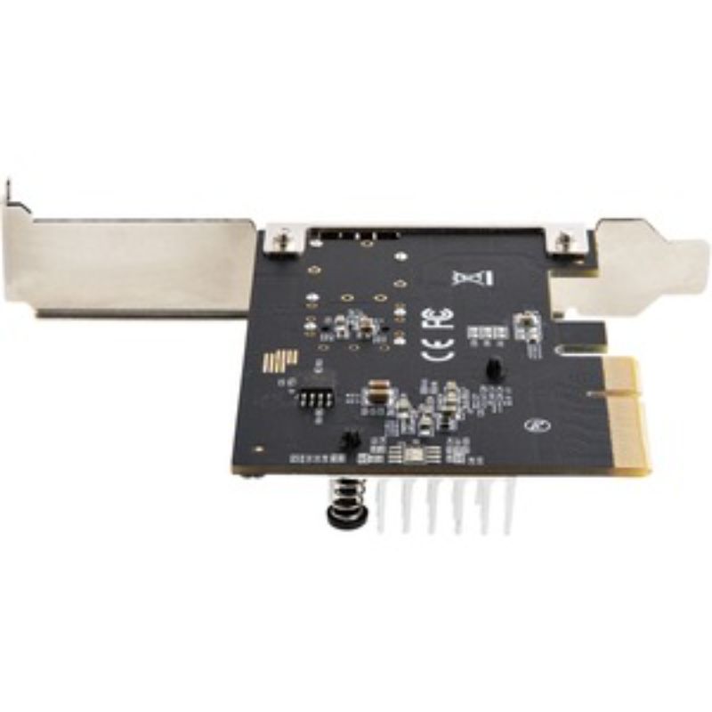 10Gigabit Ethernet card with PCIe x4 interface, 1.25 GB/s speed, SFP+ slot for fiber or copper connections.