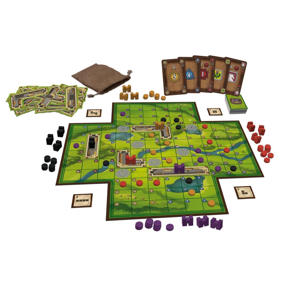 "Board game featuring Scottish Highlands, strategy, and clan rivalry for 2-6 players."