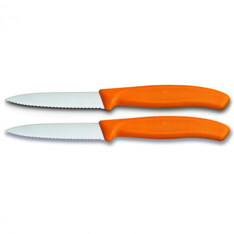 Victorinox Classic 8cm wavy edge paring knife set, perfect for precision cutting and culinary tasks.