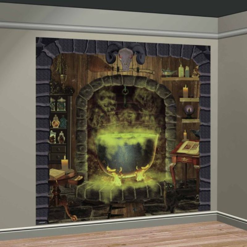 Enchanting Witches Kitchen backdrops, set of 2, perfect for Halloween decor and spooky photo shoots, measuring 1.65m x 82cm.