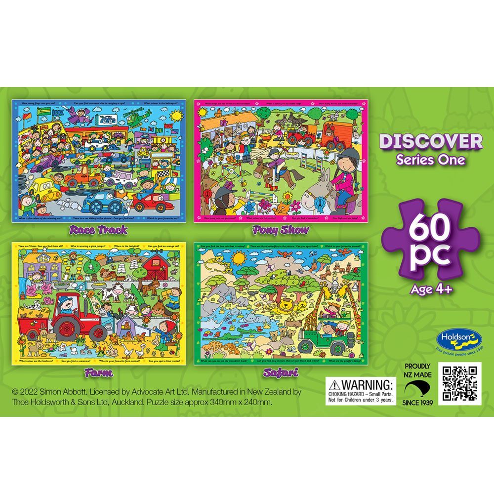 Colorful 60-piece puzzle featuring a pony show scene, designed for children ages 4+, promotes fun and learning.