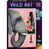 Whimsical puzzle featuring an elephant delighting in chocolate cake, designed by Heather Gauther, measures 688mm x 493mm.