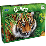 Vibrant 300pc puzzle featuring a majestic big tiger against a colorful backdrop, ideal for families and young puzzlers.