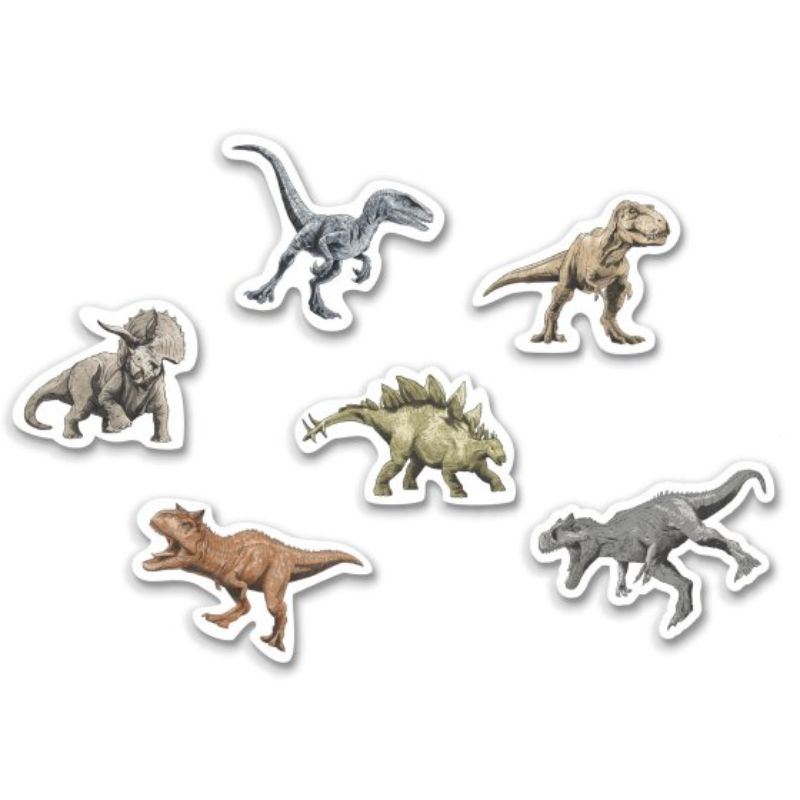 Set of 6 Jurassic-themed shaped erasers, featuring detailed dinosaur designs for fun and creative stationery use.