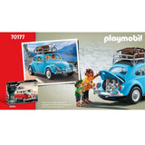 Playmobil Volkswagen Beetle playset with removable roof, detailed interior, and accessories for imaginative beach adventures.