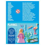 Playmobil Princess walks by a pond with a dragonfly and flamingo, sparking imaginative play for kids aged 4 and up.