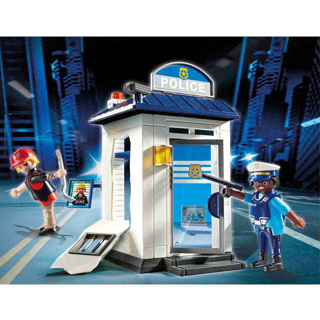 Playmobil Large Police Station Starter Set featuring a detailed station, police figures, and accessories for imaginative play.