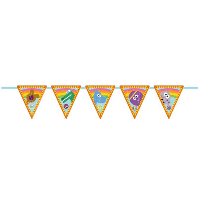 Vibrant 3m Hey Duggee paper pennant banner featuring beloved characters, perfect for children's party decorations.