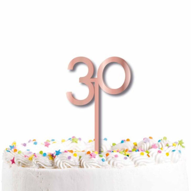 Elegant 30 cm rose gold acrylic cake topper, perfect for birthdays, weddings, and festive celebrations.