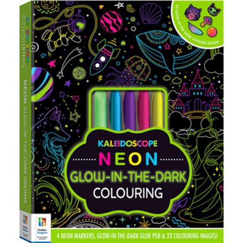 Vibrant Kaleidoscope Neon Colouring Kit for glowing art adventures, perfect for creativity and fun by day and night.