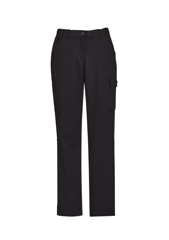 Women's Cargo Pant in charcoal (Size 4), featuring lightweight twill, multiple pockets, and a comfort waistband for flexibility.