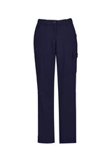 Navy women's cargo pants in size 10, featuring multiple pockets and a comfortable waistband, perfect for work and casual outings.