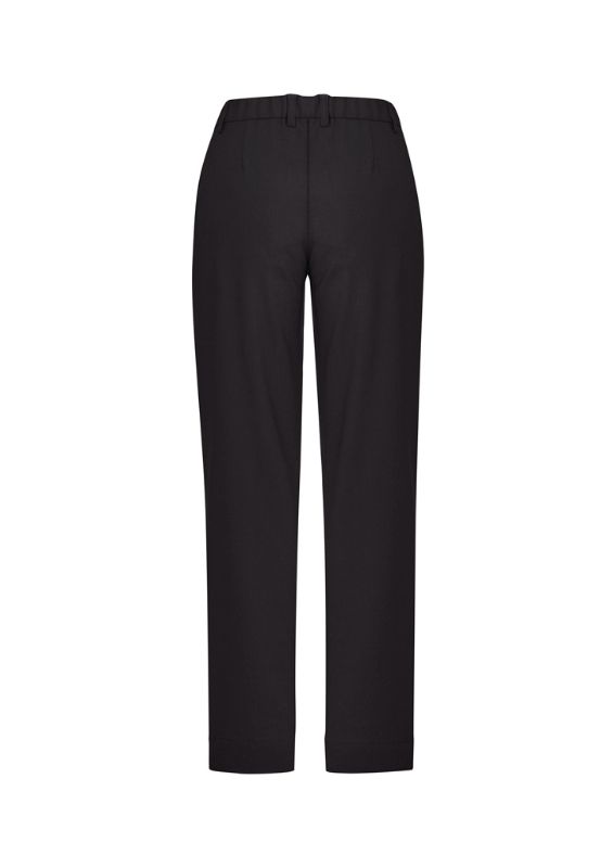 Women's charcoal straight leg pant in size 24 with comfort waistband, side pockets, and durable lightweight twill fabric.