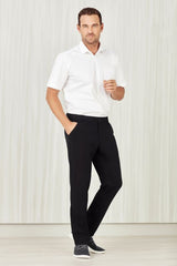 Men's black straight leg pants, size 72 by Biz Collection, featuring lightweight twill fabric and comfort waistband for flexibility.