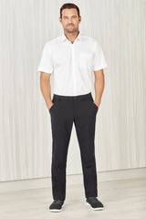 Men's charcoal straight leg pants from Biz Collection, featuring a comfort waistband and practical side pockets. Size 82.