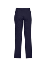 Navy straight leg pants for men, featuring breathable twill fabric, flexible waistband, side pockets, and durable design.