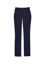 Navy straight leg pants for men, crafted from breathable twill, featuring pockets, a key loop, and a comfort waistband.