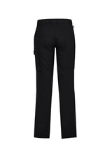 Men's black cargo pants with comfort waistband, multiple pockets, and roll-up leg feature for versatility and all-day comfort.