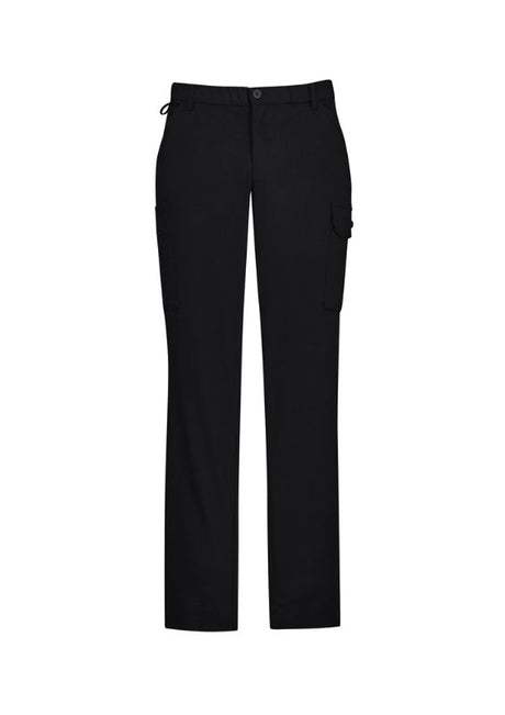 Men's black cargo pants with comfort waistband, multiple pockets, and breathable lightweight fabric for work and durability.