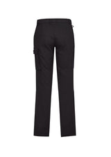 Men's charcoal cargo pants with comfort waistband, multiple pockets, and roll-up leg feature for versatile, active wear.