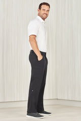 Men's charcoal cargo pants with comfort waistband, multiple pockets, and roll-up legs for active work and play. Size 72.